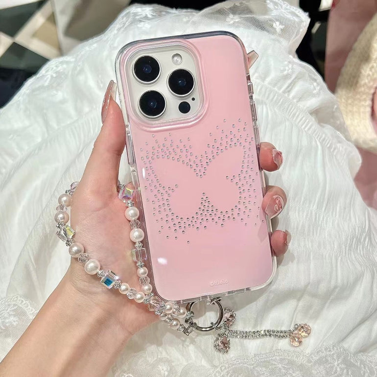 Beaded Butterfly Silicon Case For iPhone With Bow Bracelet