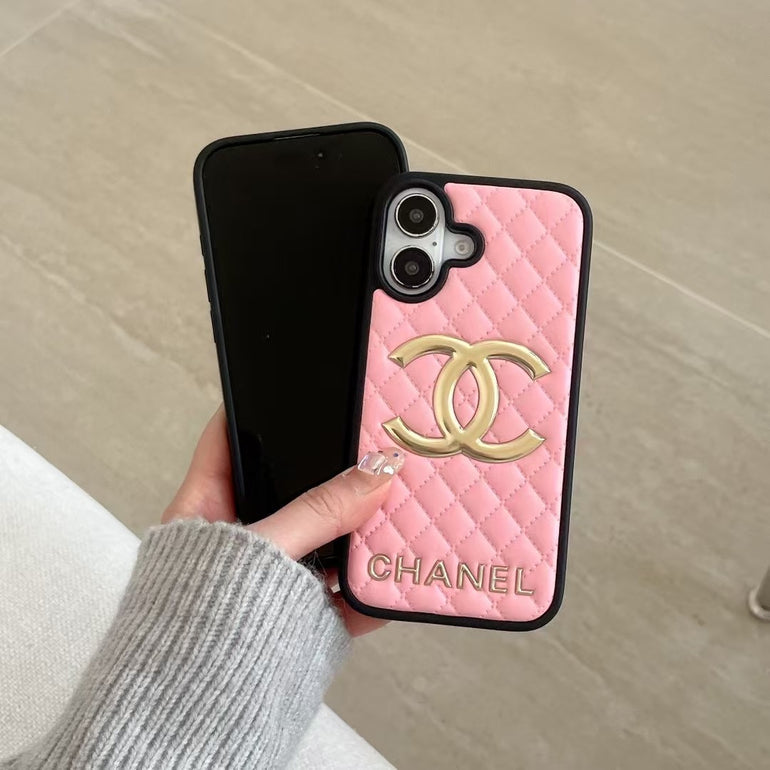 Luxury Branded Quilted Leather Case For iPhone