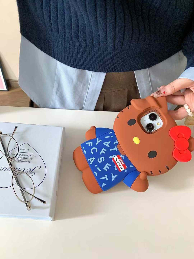 3D Kitty Silicon Case For iPhone