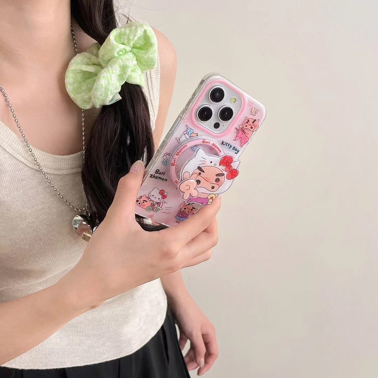 Kitty Piggy Designer Magsafe Silicon Case For iPhone With Magsafe Holder