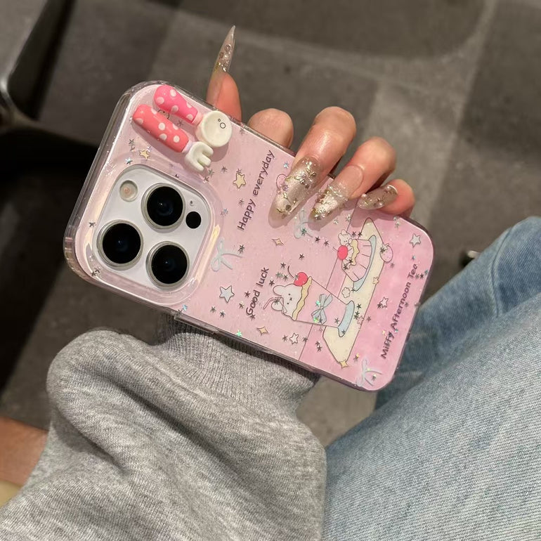 Happy Every Day Silicon Case For iPhone with Charm