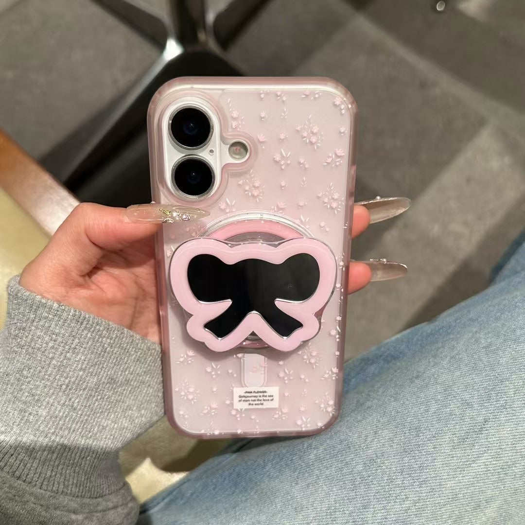 Floral Designer Magsafe Case For iPhone With Bow Magsafe Holder