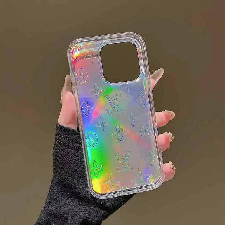 Holographic Luxury Branded Silicon Case For iPhone With Removable Magsafe Holder