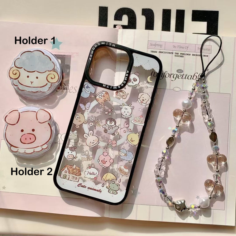 Piggy Designer Magsafe Case For iPhone With Holder And Charm