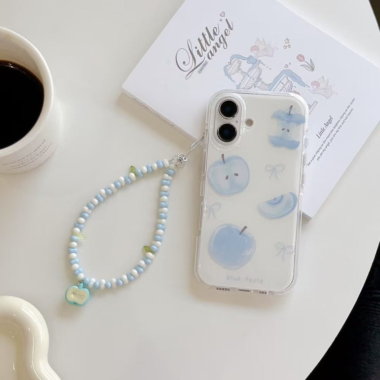 Blue Apple Silicon Case For iPhone With Apple Charm