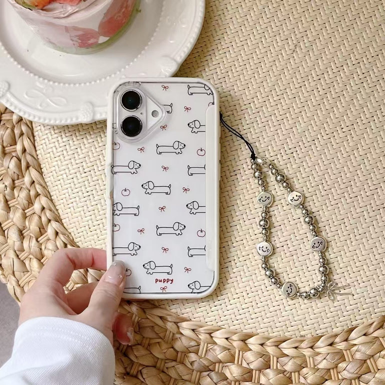 Dogs Bow Designer Case For iPhone With Charm