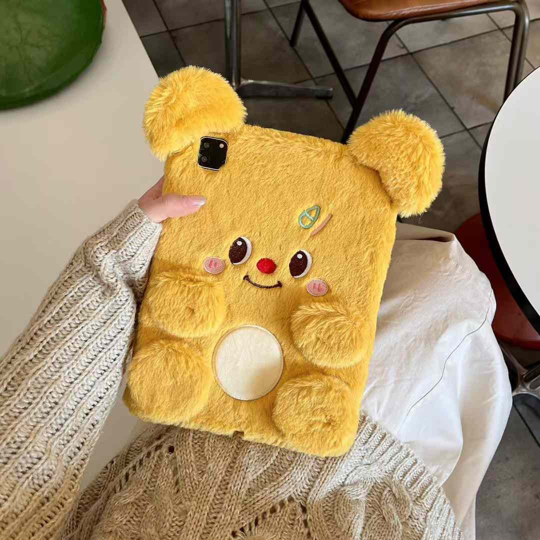 Cute Teddy Warm Plush iPad Case