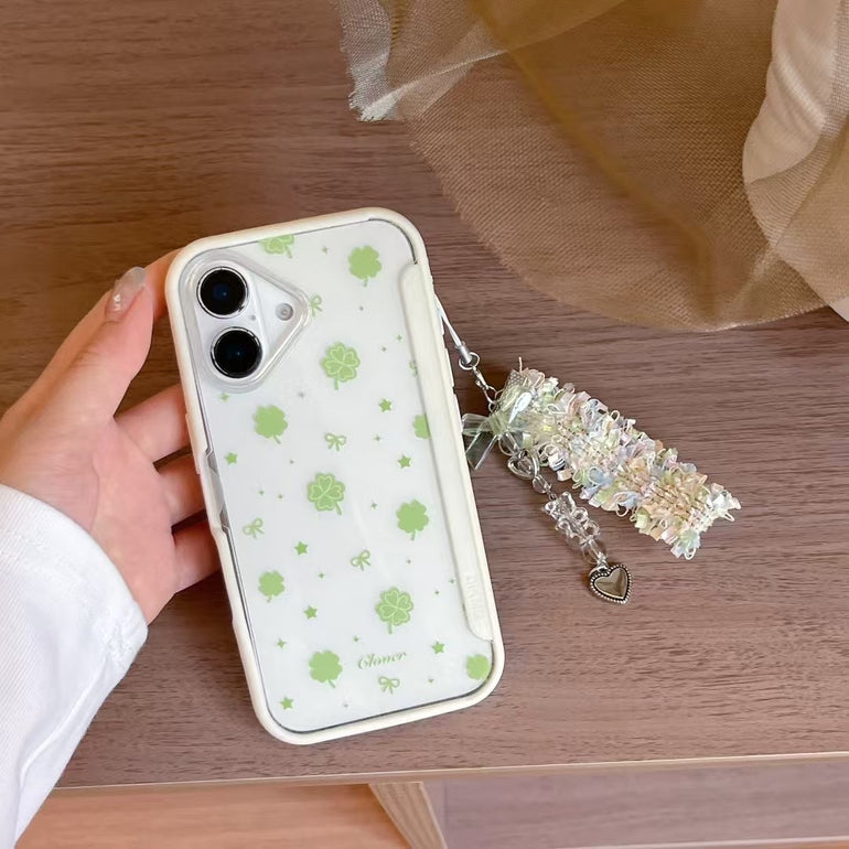 Greeny Bows Designer Case For iPhone With Charm