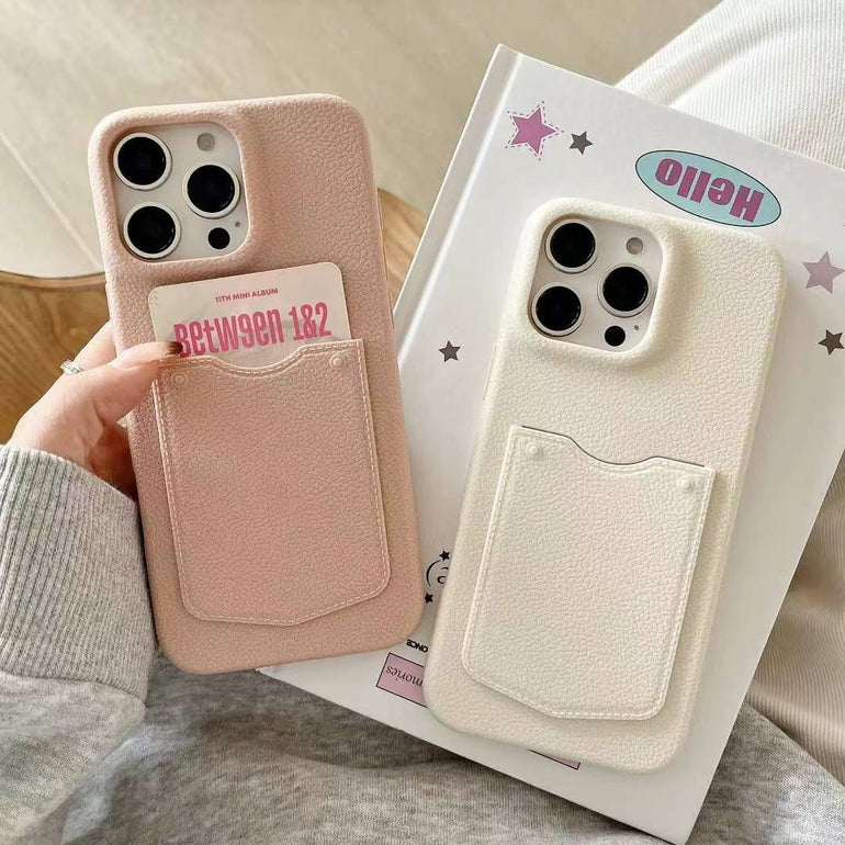 Grain Leaather Wallet Case For iPhone