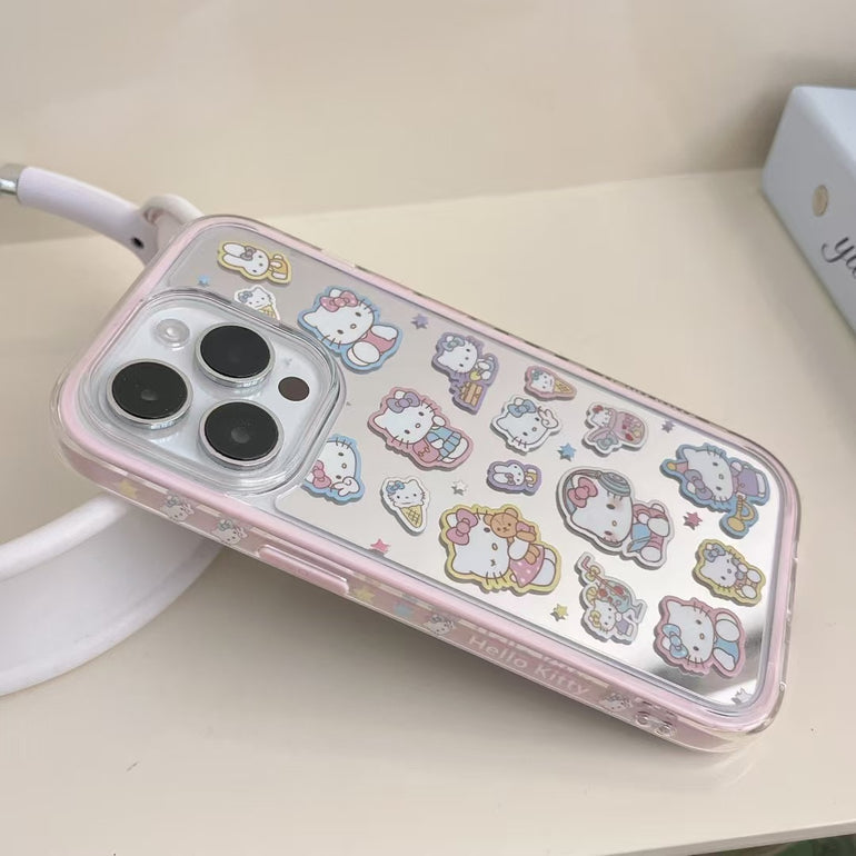 Kitty Sticker Silicon Case For iPhone Case