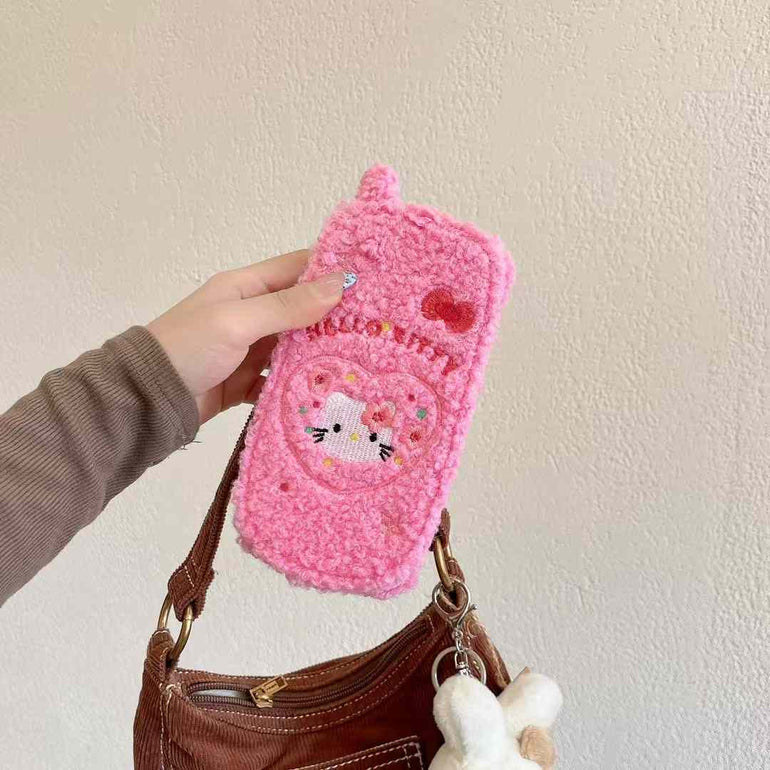Cute Kitty ! Embroidery Flip Mirror Case For iPhone