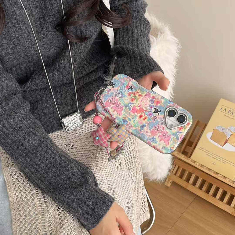 Flower Printed Case For iPhone With Star Charm