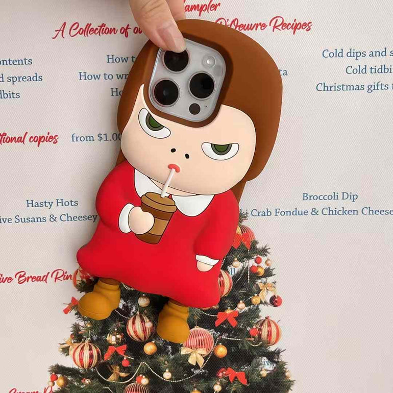 Angry Girl Drinking Coffee Silicon Case For iPhone