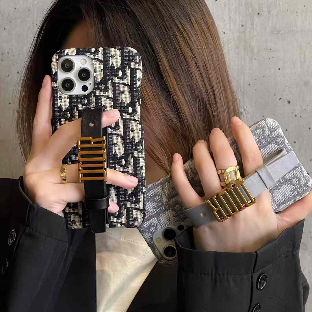 Luxury Branded Quilted Leather Case for iPhone With Belt Holder