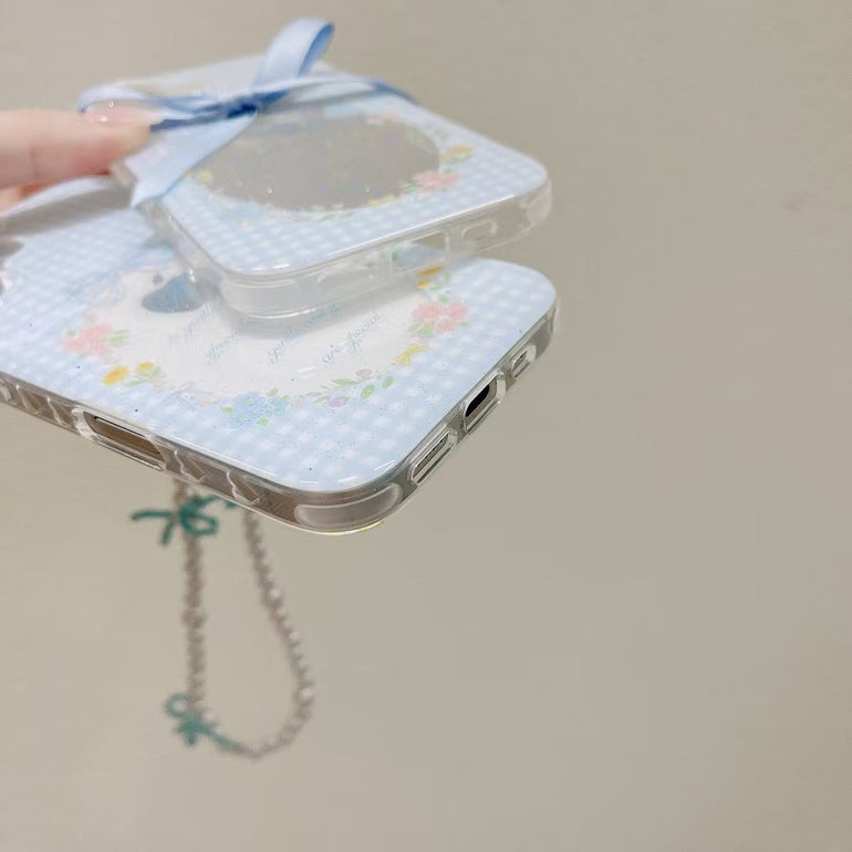 Bow Check Silicon Case For iPhone With Bow Charm