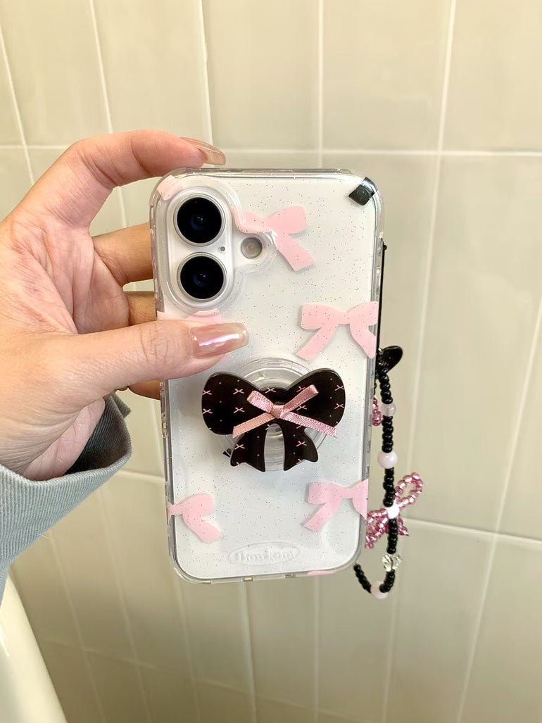 Bow Pattern Silicon Case For iPhone With Bow Holder