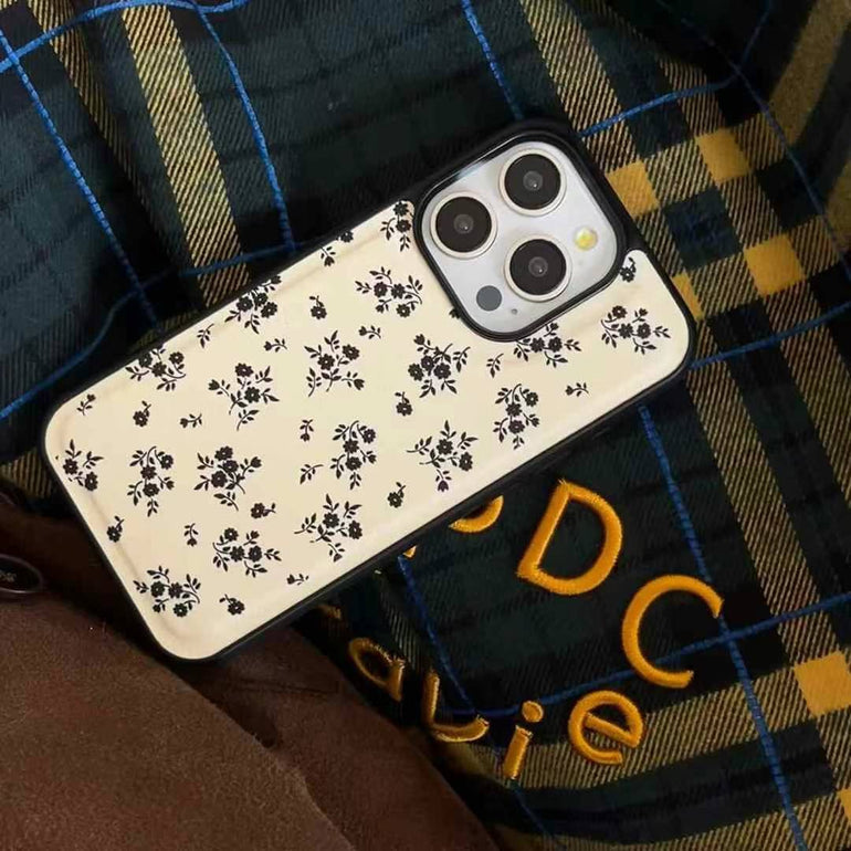 Flower Pattern Leather Embossed Case For iPhone