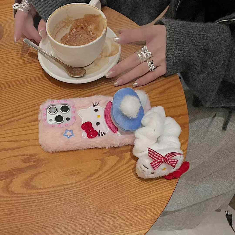 Kitty Bum Warm Plush Case For iPhone With Kitty Charm