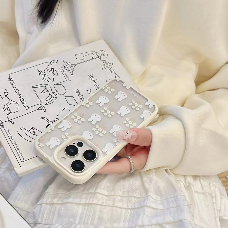 Bunny Flower Transparent Case For iPhone