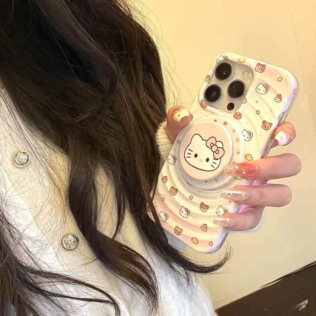 Kitty And Bear Ripple Case For iPhone With Kitty Magsafe Holder