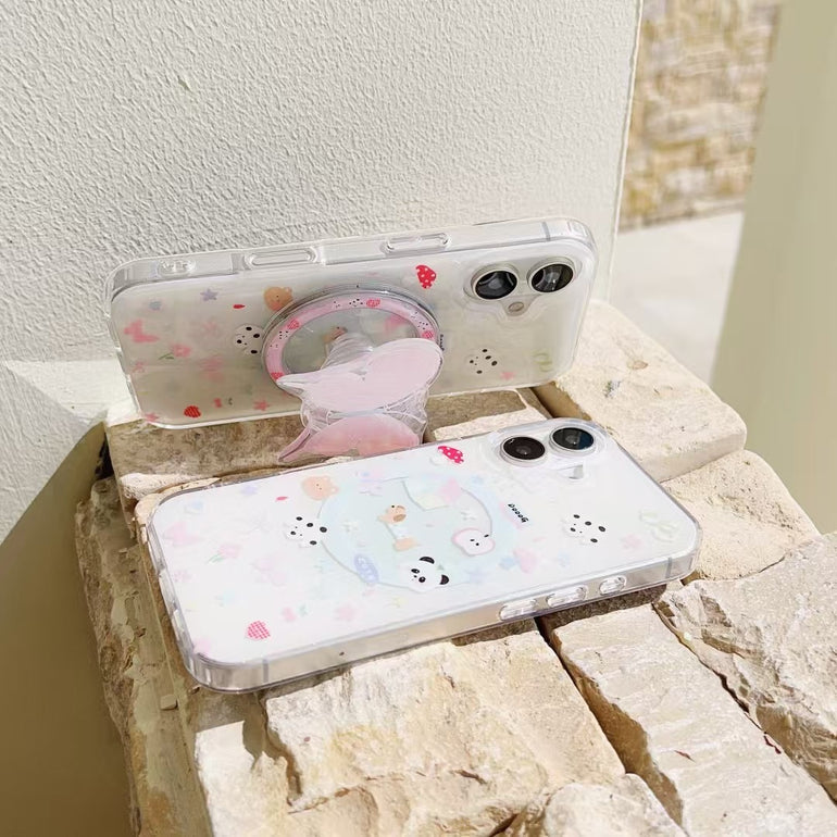 Cute Dogs Silicon Magsafe Case For iPhone With Butterfly Magsafe Holder