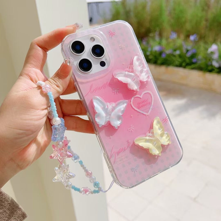 Butterfly Silicon Case For iPhone With Star Charrm