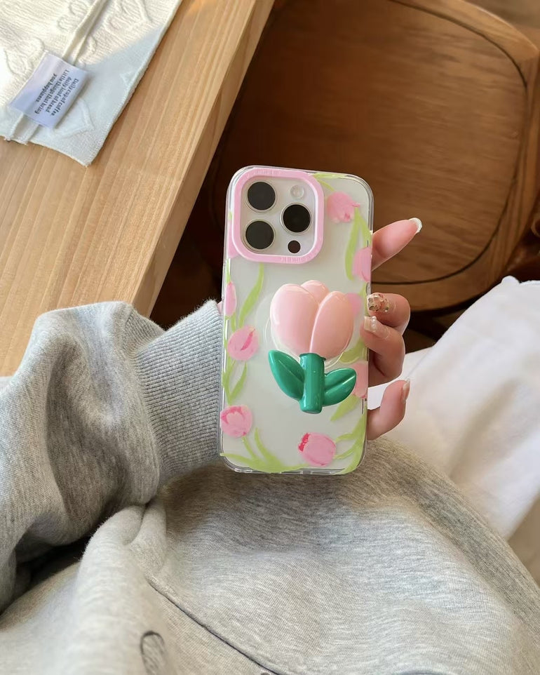 Flower Silicon Case For iPhone With Cute Flower Holder