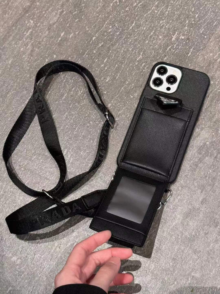 Luxury Leather Wallet Case For iPhone With Sling