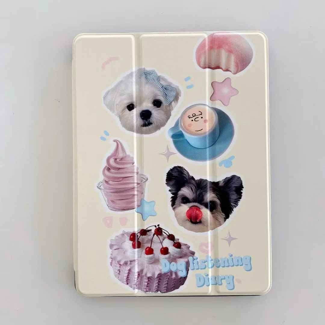 Cute Dog & Cat Dessert iPad Covers