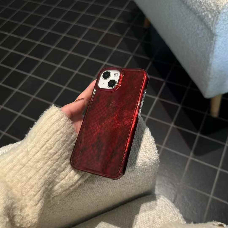 Snake Skin Pattern Silicon Case For iPhone ( Wine Red )
