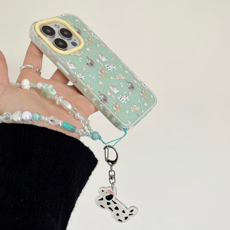 Dogs Pattern Silicon iPhone Case With Charm