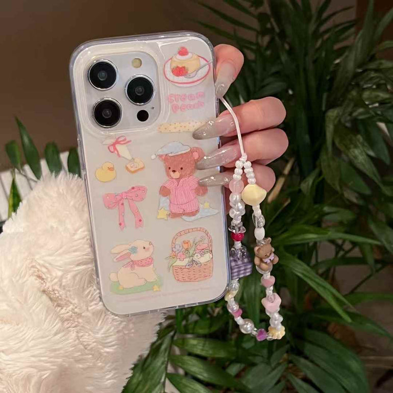 Cute Cartoon Silicon Case For iPhone With Charm