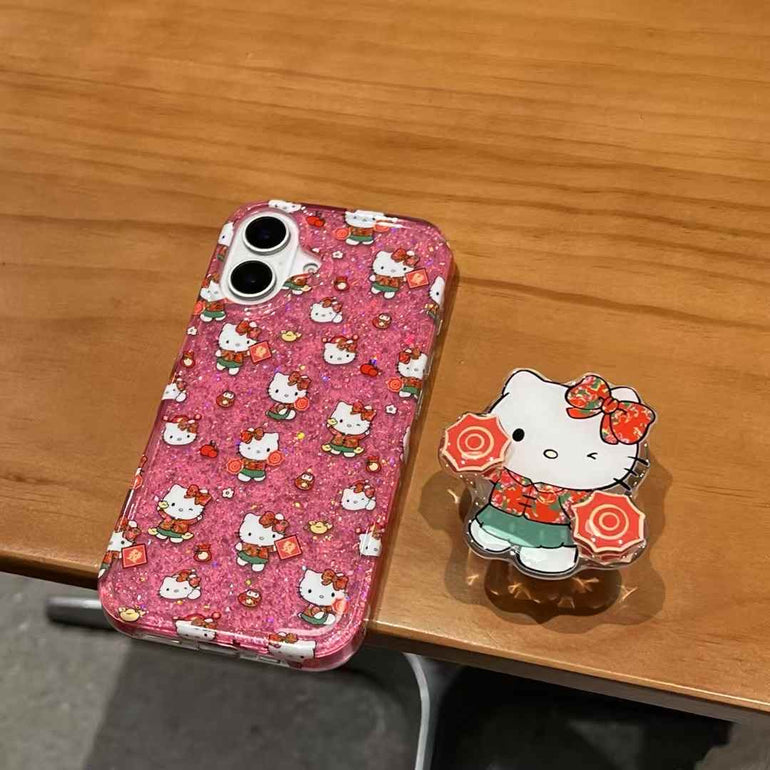 Kitty Strawberry Case For iPhone With Kitty Holder