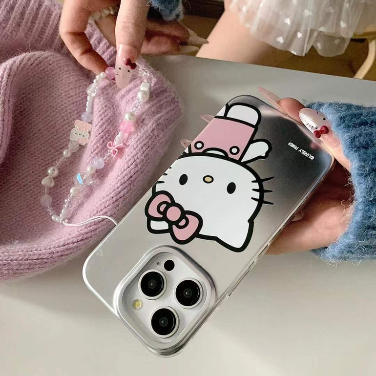 Cute Kitty ! Silicon Case For iPhone With Charm