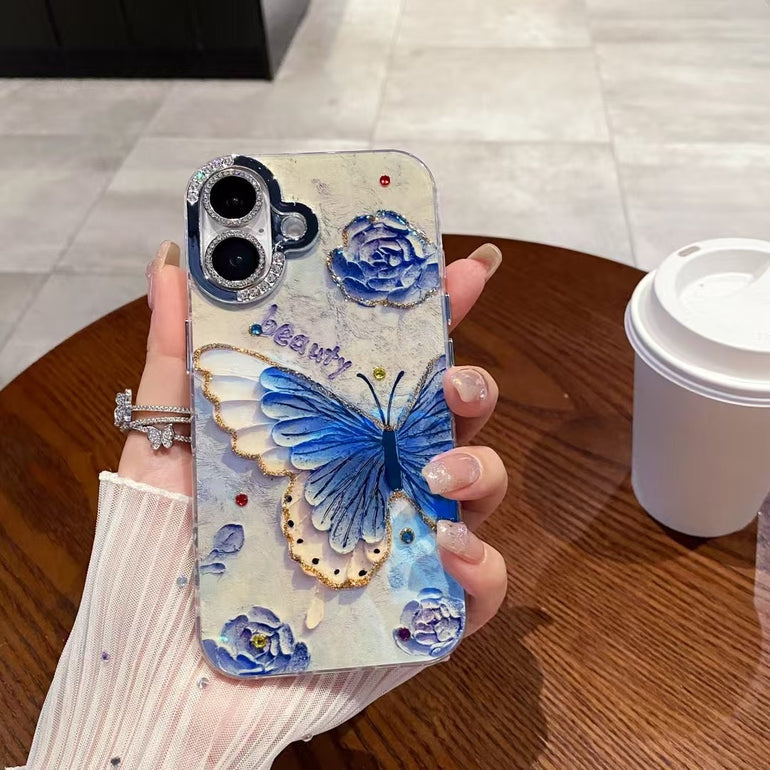 3D Butterfly Beauty iPhone Cases With Embossed Floral Detailing and Rhinestone Accents