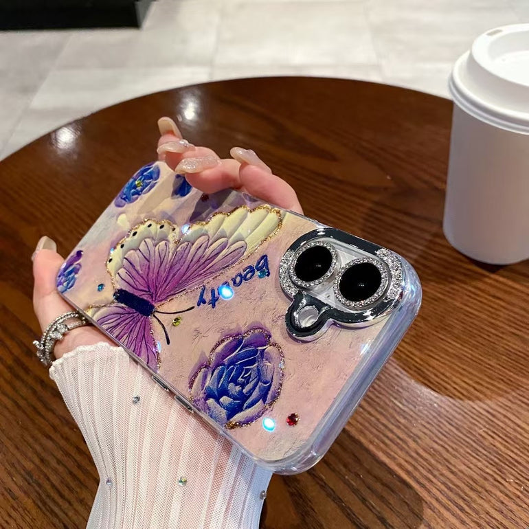 3D Butterfly Beauty iPhone Cases With Embossed Floral Detailing and Rhinestone Accents