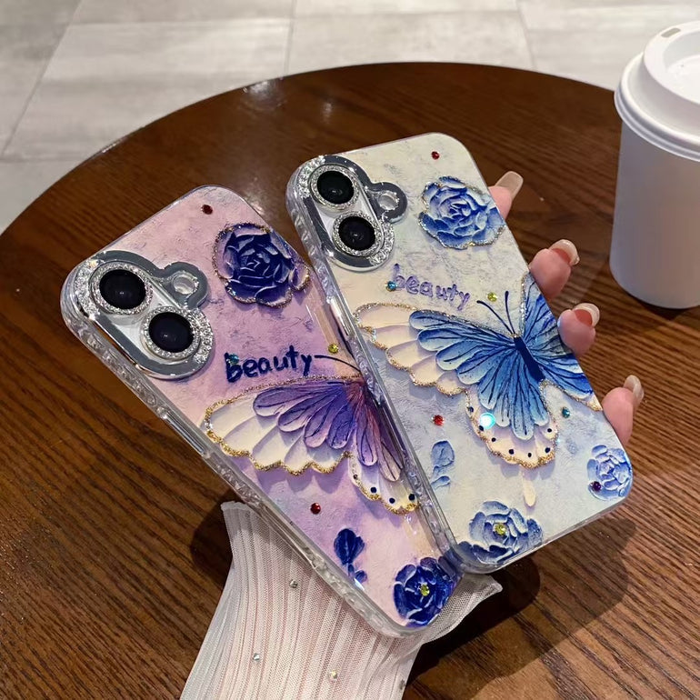 3D Butterfly Beauty iPhone Cases With Embossed Floral Detailing and Rhinestone Accents