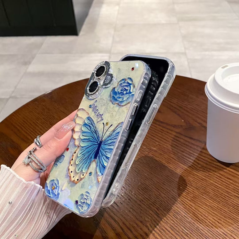 3D Butterfly Beauty iPhone Cases With Embossed Floral Detailing and Rhinestone Accents