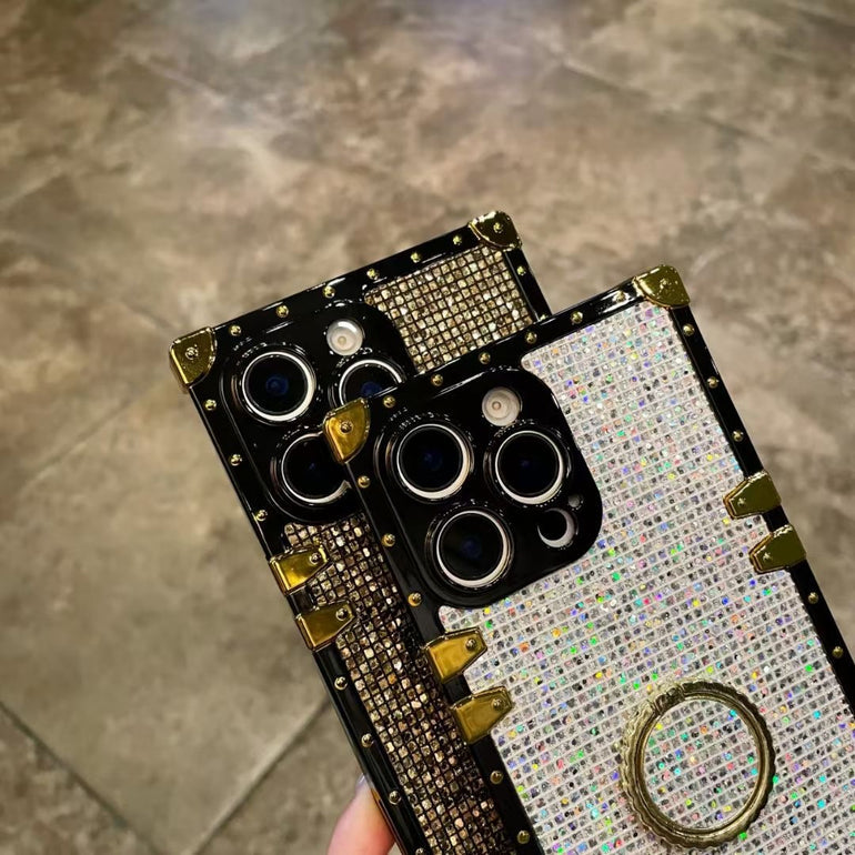 Luxury Bling Square iPhone Case With Ring Holder