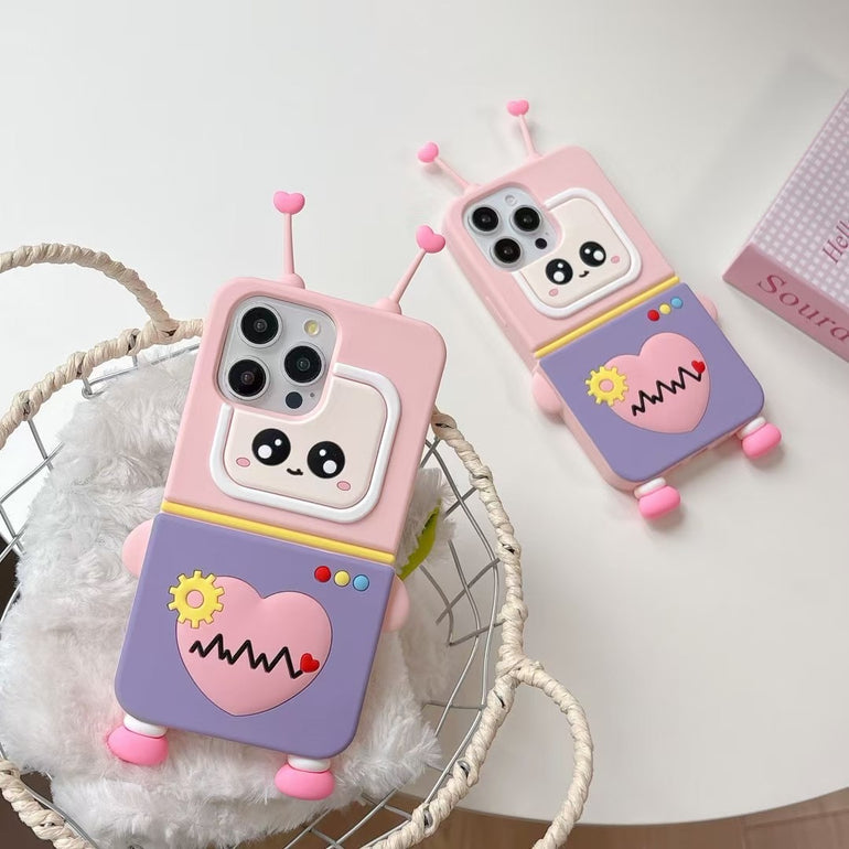 Robot Design 3D Silicone iPhone Case With Antenna Ears