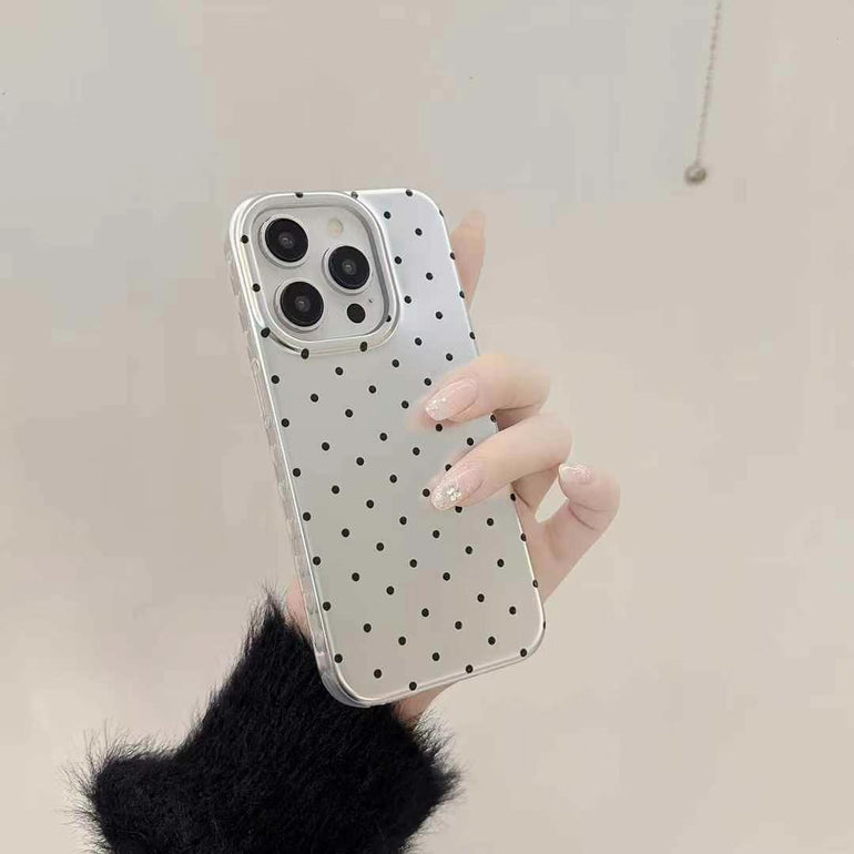 Dotted Bows Silicon Case For iPhone With Rhinestone Hand Bracelet And Bow Charm