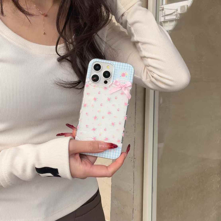 Flower Frame And Bow Silicon Case For iPhone