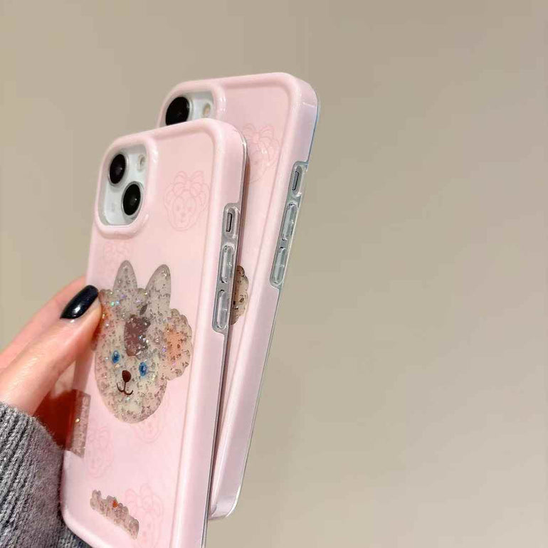 Cute Glitter Cartoon Silicon iPhone Case With Cartoon Charm