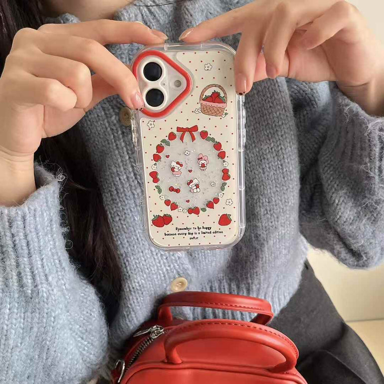 Kitty Eating Strawberry Silicon iPhone Case