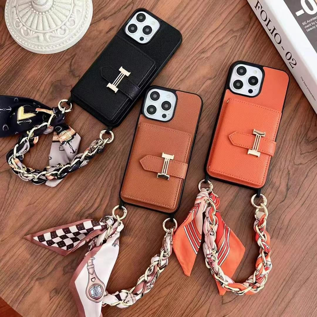 Luxury Leather Wallet Case For iPhone With Hand Bracelet