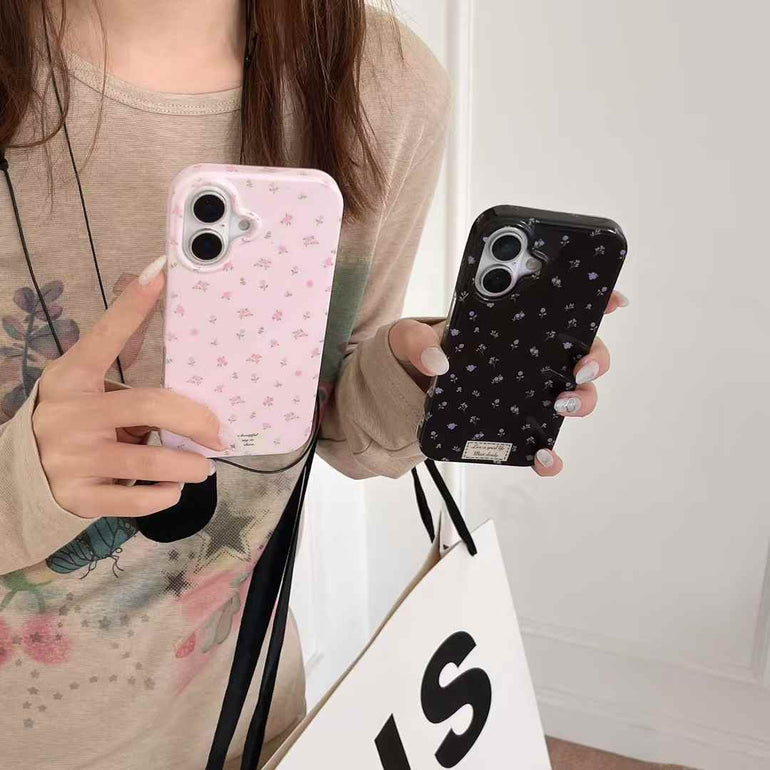 Solid Color Floral Pattern Silicon Case For iPhone