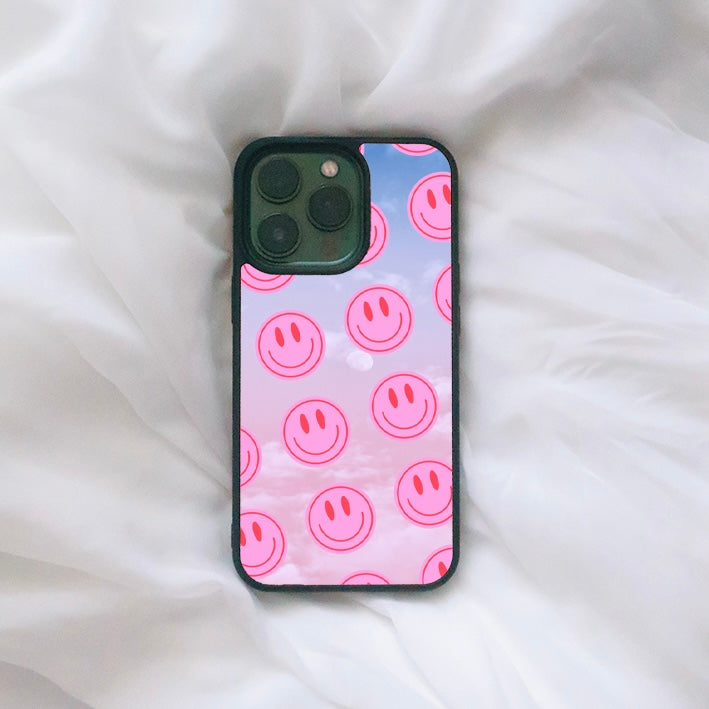 Rainbow Smiley Pattern Glass Case for iPhone