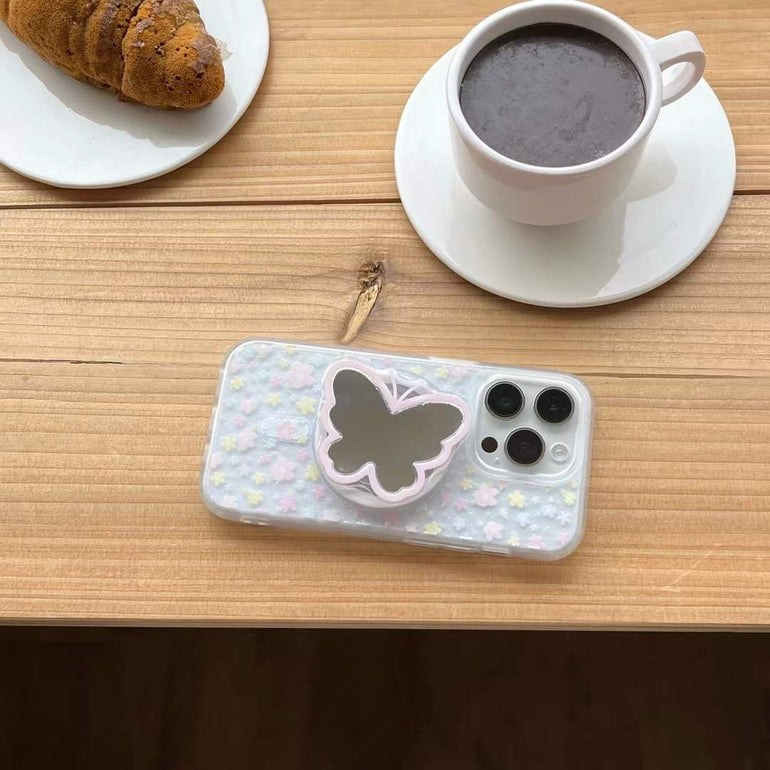 Star Flower Magsafe iPhone Case With Butterfly Mirror Magsafe Holder