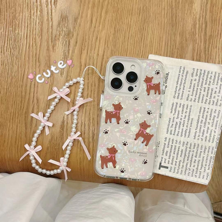 Holographic Animal Pattern Case For iPhone With Bow Charm