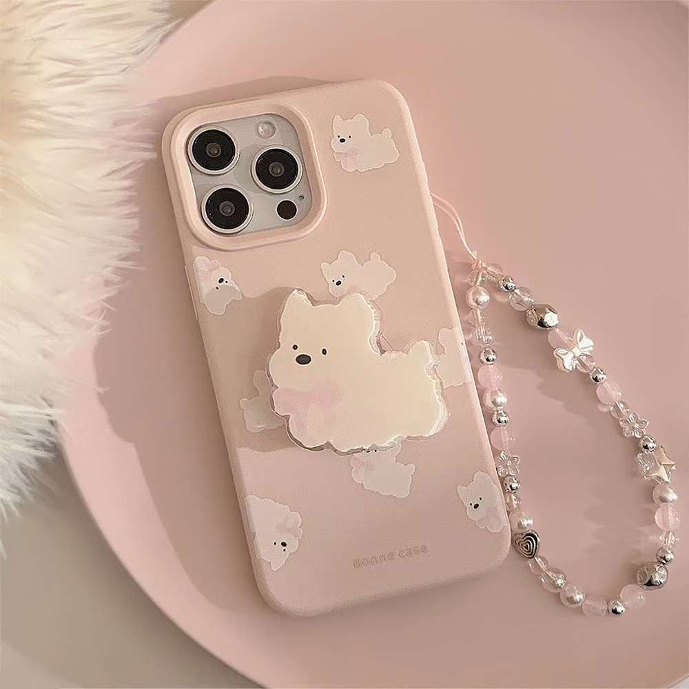 Dog Pattern Silicon Case For iPhone With Dog Holder